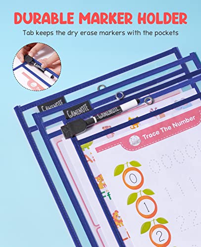 GAMENOTE 30 Pack Dry Erase Pockets, 10x14 Reusable Sleeves, Blue - color: Blue, size: 30 Pack