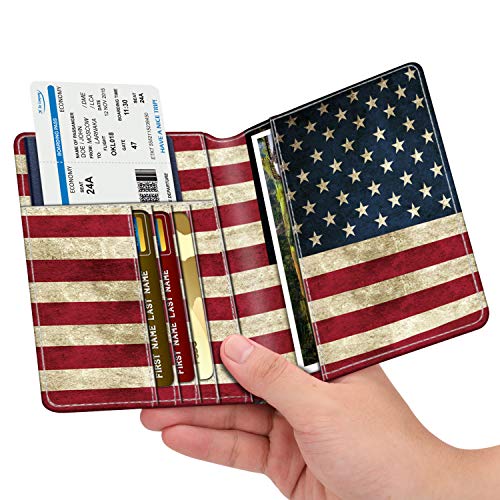 FINTIE Passport Holder, Slim Travel Wallet RFID Blocking Card Case Cover - color: US Flag