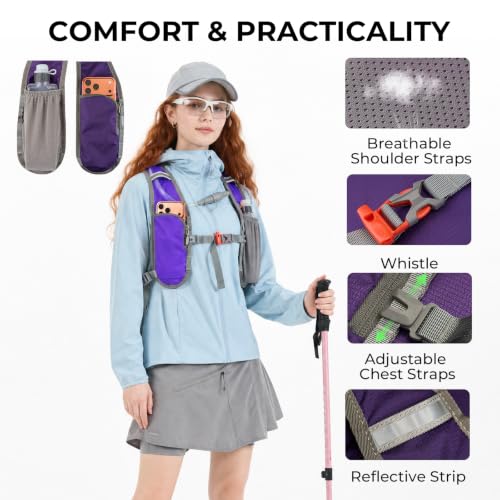 14L Small Hiking Backpack, Packable Travel Daypack for Men Women - color: Purple