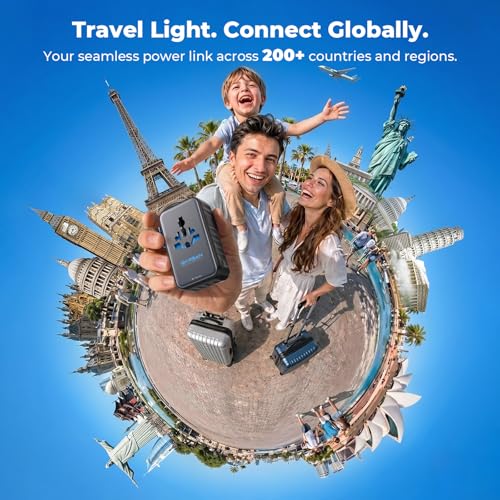 25W GaN Ultra-Thin International Travel Adapter (Midnight Black) - color: Midnight Black