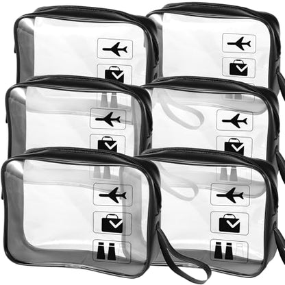 TSA Approved Toiletry Bag 6Pcs,Clear Makeup Bag Toiletry bags Quart Size, - color: Black-6pcs
