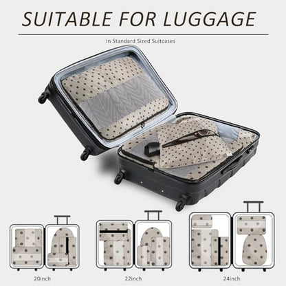 U+U 5 Set Packing Cubes, Travel Organizers with Shoe Bag (Brown Polka Dot) - color: Brown Polka Dot