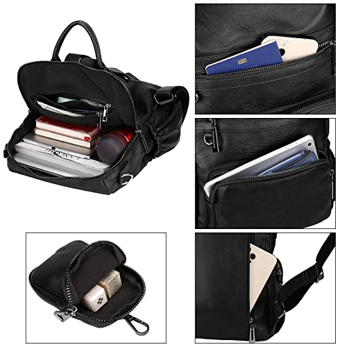 Uromee Travel Backpack Purse Women Vegan Leather Tassel Shoulder Bag - color: 262 Black