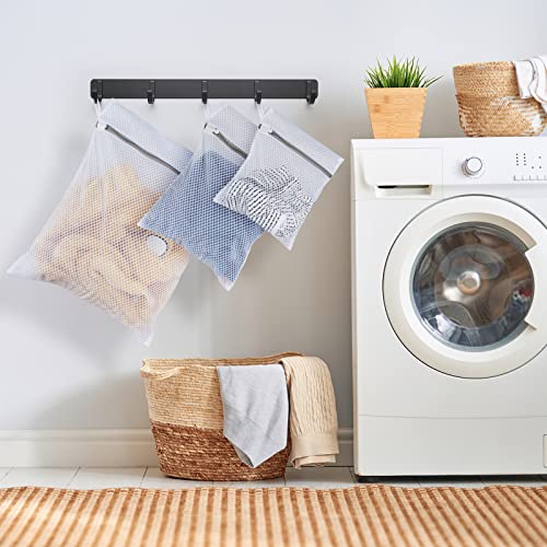 Small Honeycomb Lingerie Bags with Hanging Loop- MDSXO 3 Pack Mesh Laundry Bags for Washing Delicates, White Wash Bags for Socks, Bra, Mask, Baby Clothes 10 * 12 inch [3 Pack] - size: 3 Pack Small (with Loop)
