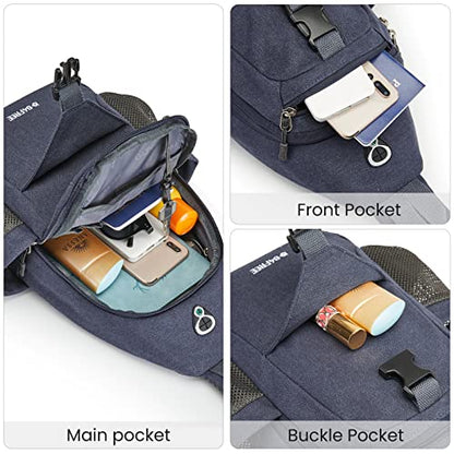 G4Free Canvas Crossbody Sling Bag with RFID Blocking for Women Men - color: Dark Blue