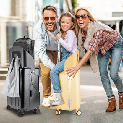 MRPLUM Ride On Luggage with Foldable Seat&Seat Belt,Yellow - color: Yellow