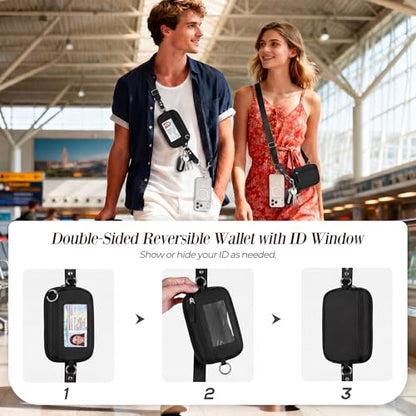 CYSIYU Small Crossbody Bag with Phone Lanyard and Wrist Strap Mini Checkered 4.5x6.5 Purse with RFID Clip and Go for Travel - color: Black, size: Mini