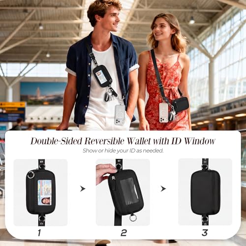 CYSIYU Small Crossbody Bag with Phone Lanyard and Wrist Strap Mini Checkered 4.5x6.5 Purse with RFID Clip and Go for Travel - color: Black, size: Small