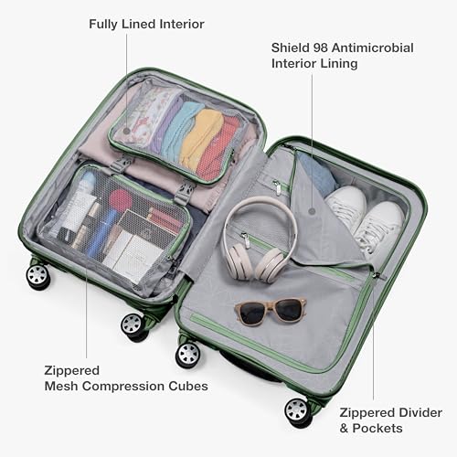 Traveler's Choice Pagosa Hardshell Expandable Luggage with Spinner Wheels, Green, 3-Piece Set (22/27/30) - color: Green, size: 3-Piece Set (22/27/30)