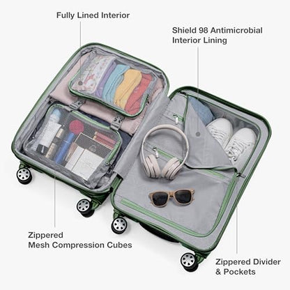 Traveler's Choice Pagosa Hardshell Expandable Luggage with Spinner Wheels, Green, 3-Piece Set (22/27/30) - color: Green, size: 3-Piece Set (22/27/30)