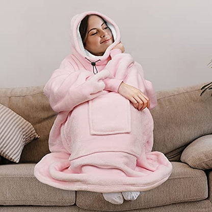 PAVILIA Wearable Blanket Hoodie Women Men, Oversized Hooded Sweatshirt - color: Pink, size: Fleece