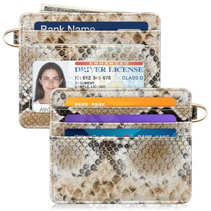 Slim Credit Card Holder Vegan Snake Skin Wallet Women Thin Wallets - color: A Brown Snake