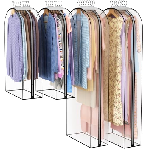 Liuoud Clear Garment Bags for Hanging Clothes 10” Gusseted, 4 Pack, 40”&60” - color: Clear, size: 40+60 inch
