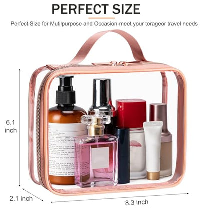 Clear Toiletry Bag 2-Pack TSA Approved Toiletries Bags with Handles, Gold - color: Gold-ST