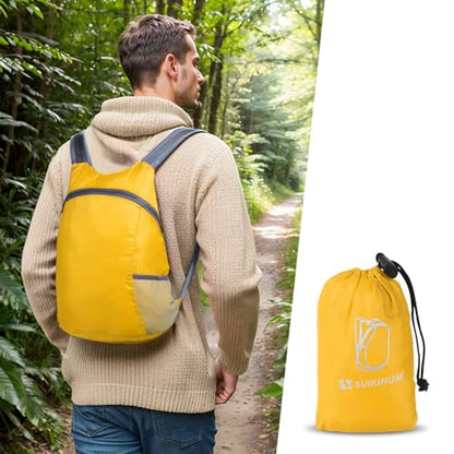Ultra Lightweight Hiking-Daypack,Foldable Travel Packable Backpack - color: Yellow