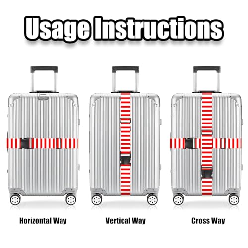 Nuxovilar Luggage Straps Set for Suitcase 1.96x90.5in Polyester - color: CC01456, size: 1.96"x90.5"