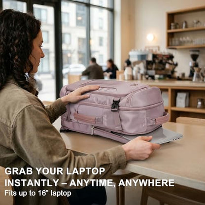 PIJUSHI Travel Backpack 35L Carry On Backpack for Airplanes Fits 16" Laptop - color: Ashen Purple
