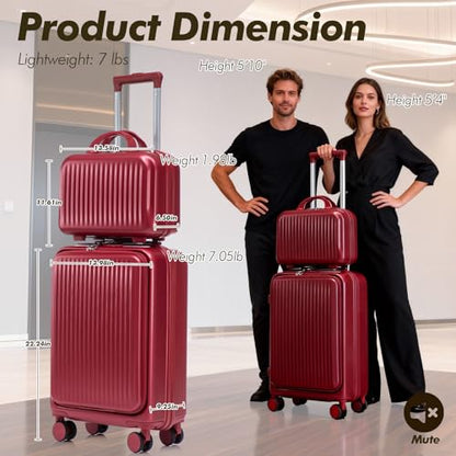 22 Inch Carry on Luggage for Business & Travel-Black (Red) - color: Red