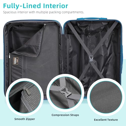 LARVENDER Carry on Luggage Sets 3 Piece, 20inch Suitcase Set, Ocean Breeze - color: Ocean Breeze 20in, size: 3 Piece Set (20/DB/TB)
