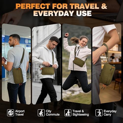 Wristlet Wallet for Women, 4-in-1 RFID Blocking Small Crossbody Bag for Men - color: Brown