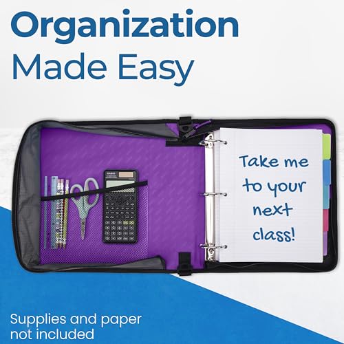 Case-it School Zipper Binder | 2" O-Rings | 350-Sheet | D-251 Deep Purple - color: Deep Purple, size: 1 Pack