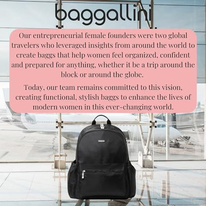 Baggallini Essential Laptop Backpack - 16x12 Inch Travel Backpack with 16" Laptop Sleeve - Lightweight Luggage Backpack - color: Black