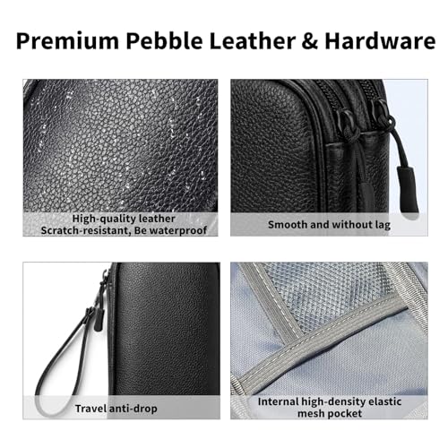 Leather Electronic Organizer Bag, Waterproof Travel Tech Pouch for Cord, Cable, Charger, Phone & Accessories (Pink)