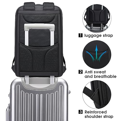 BANGE Business Smart Backpack Waterproof fit 15.6 Inch Laptop Backpack with USB Charging Port,Travel Durable Backpack - color: Light Blue, size: Medium