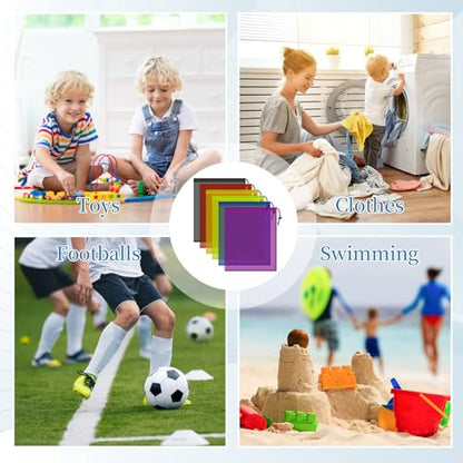 6 Pack Mesh Drawstring Bags with Lock, 14x17 for Gym, Beach, Laundry - color: Multicolor