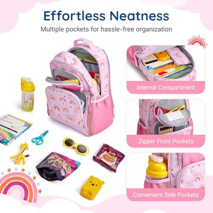 mommore Kids Backpack Set Kindergarten School Bookbag for Boys Girls 4-8 - color: A-rainbow Print