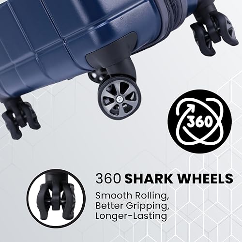 Spyder Carve 25 Inch Medium Expandable Hardside Upright Suitcase, with 360° Spinner Wheels, TSA Approved Lock, Navy - color: Navy, size: Medium Checked