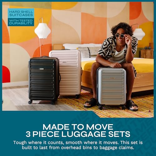 American Tourister Westridge Hardshell Luggage Set - 3 Piece Set - 20" Carry-On, 24” & 28” Checked Luggage Set with 360° Spinner Wheels - Expandable Suitcases for Extended Travel - Black - color: Black, size: 3PC SET (CO/M/L)