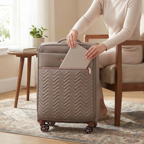 Travelhouse 4-Piece Softside Luggage Set with Spinner Wheels - color: Khaki, size: 4 piece