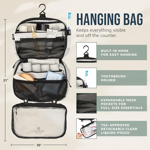 TRIPPED Travel Gear 3-Piece Travel Toiletry Bag Set - color: White Ripstop