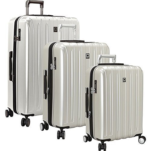 DELSEY PARIS Titanium Hardside Expandable Luggage with Spinner Wheels, Silver, 3-Piece Set (21/25/29) - color: Silver, size: 3-Piece Set (21/25/29)