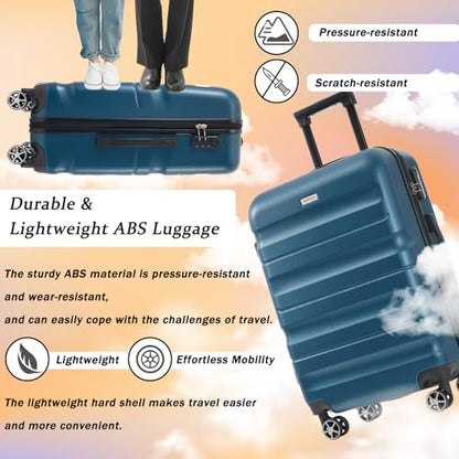 Merax Luggage Sets 6 Piece Hardshell ABS Suitcases with 8 Silent Spinner Wheels Durable and Lightweight Travel Luggage for Family Trips Ink Blue - color: Ink Blue, style: 6-piece Set