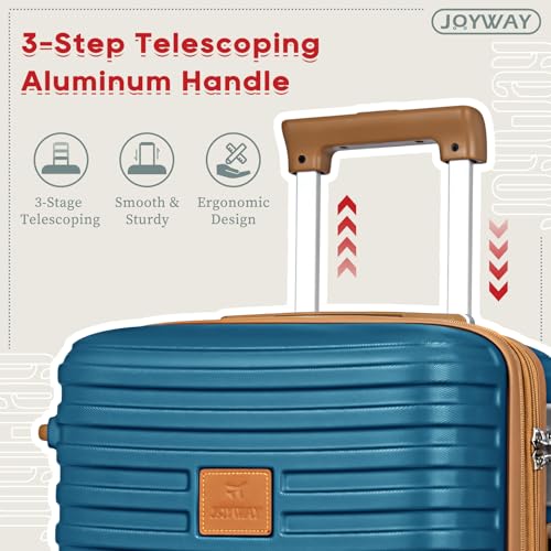 Joyway Expandable Luggage Sets 5 Piece, Lightweight Hard Shell Travel Suitcase Set with Spinner Wheels and TSA Lock (5 piece set，Blue) - color: Blue, size: 5 piece set