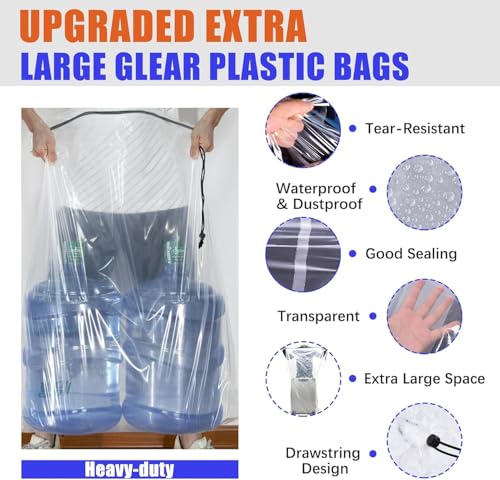32x42 Inch Large Clear Plastic Suitcase Storage Bags, 3 Pack, 4 Mils - color: Clear - 3 Pack, size: 32''x42''