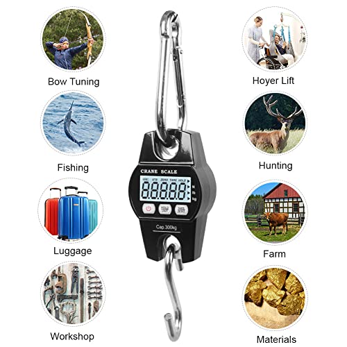 Fuzion Hanging Scale 660LB/300KG, Crane Scale with Snap-Fit Lifting Ring - color: Black