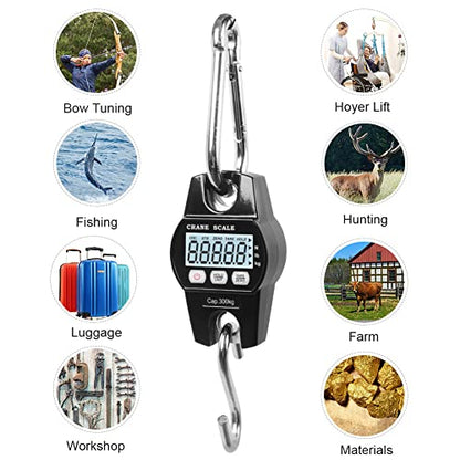 Fuzion Hanging Scale 660LB/300KG, Crane Scale with Snap-Fit Lifting Ring - color: Black