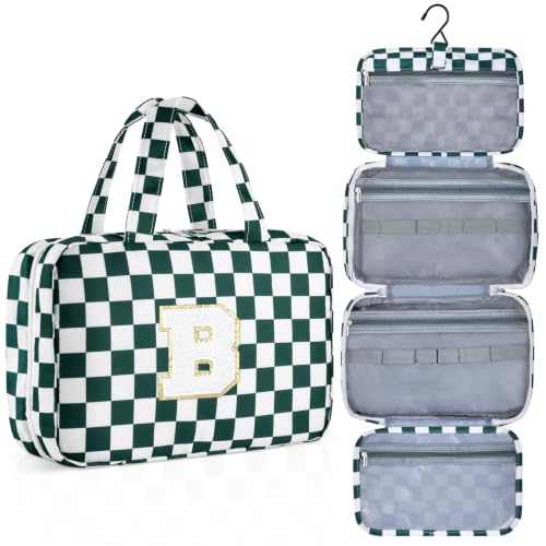 Personalized Travel Hanging Toiletry Makeup Bag Green Checkerboard B - color: Green Checkerboard, size: B