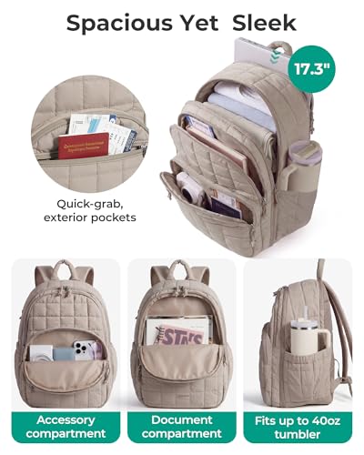 BAGSMART Travel Backpack for Women, 17.3" Carry on Backpack, Blush - color: Blush, size: Large 17.3 Inch