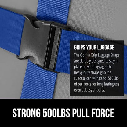 GORILLA GRIP Heavy Duty Luggage Straps for Suitcase, 2 Pack, Blue - color: Blue