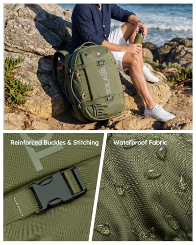 Tolaccea Travel Backpack 40-50L, 16" Laptop Carry On Duffle for Travel Work - color: Army Green
