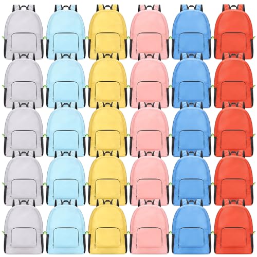 Sherr 30 Pack Bulk School Backpacks, Lightweight Book Bags Foldable Bookbags for Students Classroom Back to School Supplies(Bright Colors) - color: Bright Colors