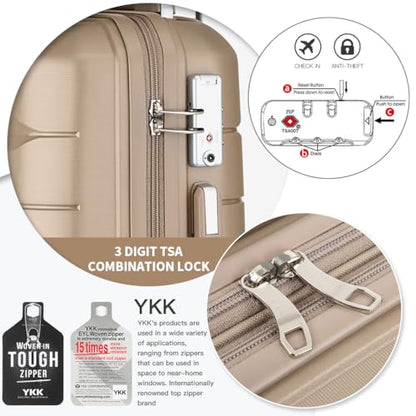 Somago Luggage Sets 4 Piece Lightweight Hardside Polypropylene Travel Suitcases with Double Spinner Wheels and TSA Lock,Noble Golden - color: Noble Golden, size: 4-Piece Set(14/20/24/28)