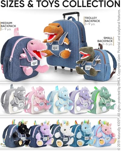 Naturally KIDS Toddler Backpack w. Plush Pink Dinosaur Toy, Gift 5-7 Medium - color: 02 Dinosaur Pink, size: Medium