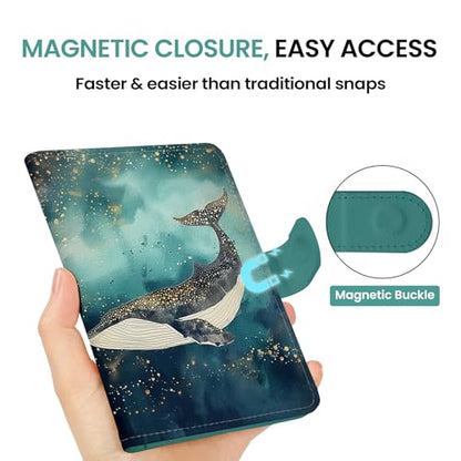 Passport Holder for Travel, RFID Blocking Wallet with Magnetic Closure - color: Z.A-Whale