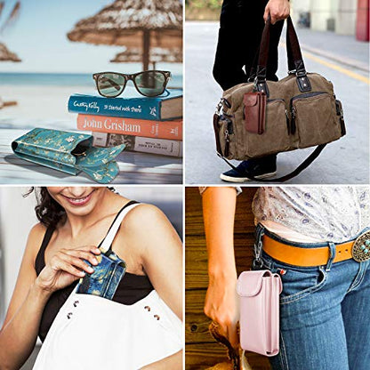 FINTIE Double Glasses Case with Carabiner Hook, Vegan Leather Eyeglass Case - color: Black