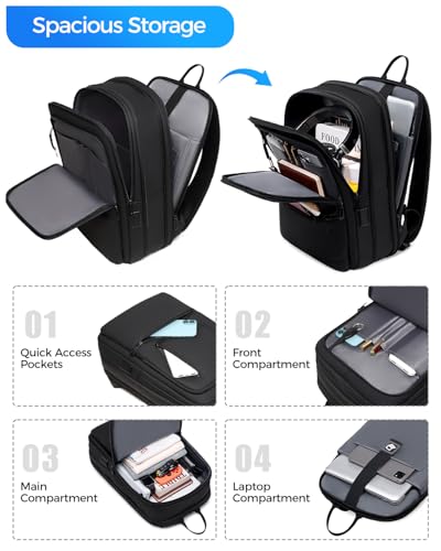 Fenree.geer Work Backpack for Men, Expandable Backpack with USB C Charging Port, Water Resistant 15.6 Inch Laptop Backpack, Black - size: Medium - Business